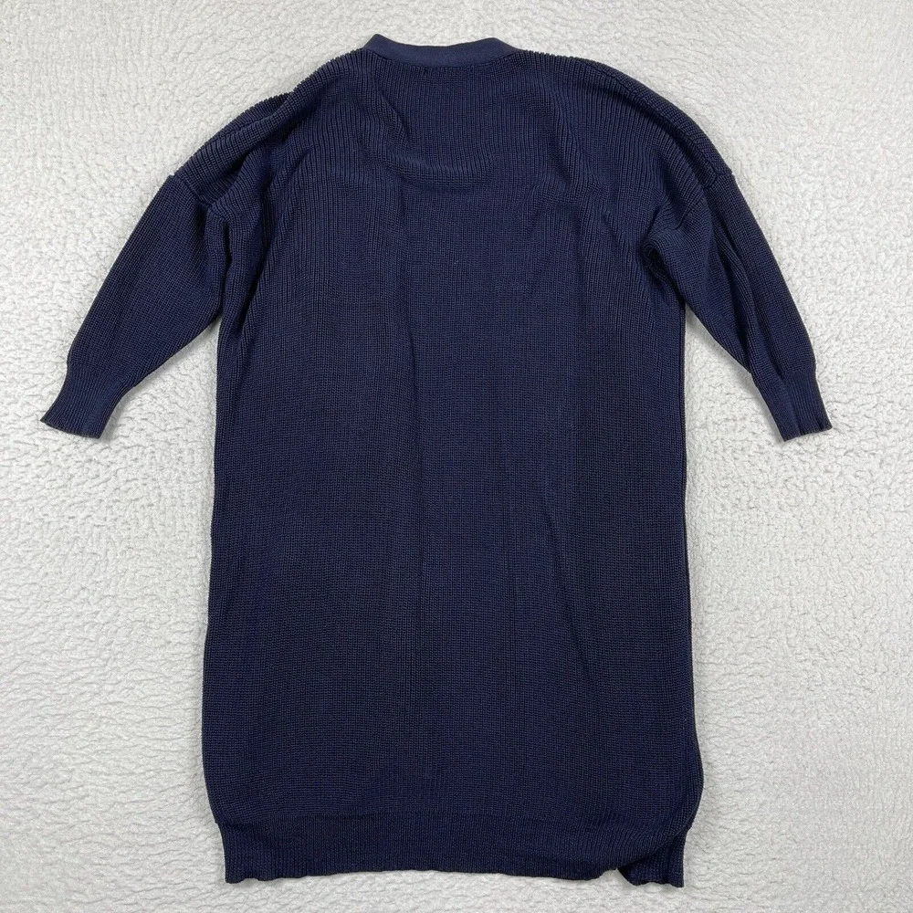 FRNCH Sweater Womens‎ M/L Navy Open Front Knit Cardigan 3/4 Sleeve Minimalist - Picture 3 of 10